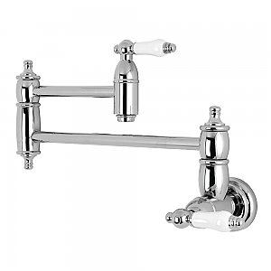 Restoration Wall Mount Pot Filler Kitchen Faucet -  Polished Chrome