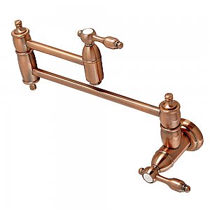 Tudor Wall Mount Pot Filler Kitchen Faucet -  Antique Copper