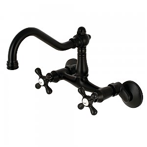 Vintage 6" Adjustable Center Wall Mount Kitchen Faucet -  Matte Black
