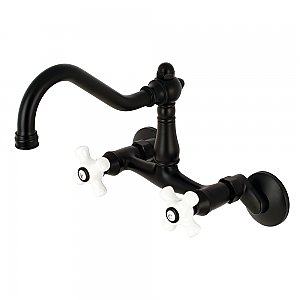 Vintage 6" Adjustable Center Wall Mount Kitchen Faucet -  Matte Black