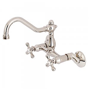 Vintage 6" Adjustable Center Wall Mount Kitchen Faucet -  Polished Nickel