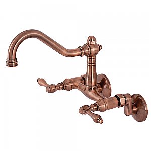 Vintage 6" Adjustable Center Wall Mount Kitchen Faucet -  Antique Copper
