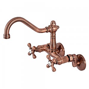 Vintage 6" Adjustable Center Wall Mount Kitchen Faucet -  Antique Copper