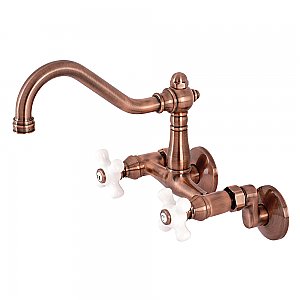 Vintage 6" Adjustable Center Wall Mount Kitchen Faucet -  Antique Copper