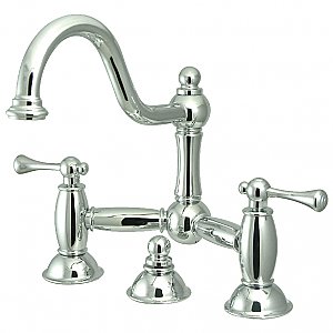 Kingston Brass KS3911BL Restoration Bathroom Bridge Faucet, Polished Chrome