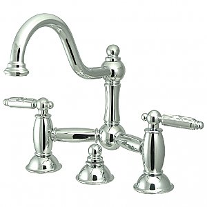 Kingston Brass KS3911GL Restoration Bathroom Bridge Faucet, Polished Chrome