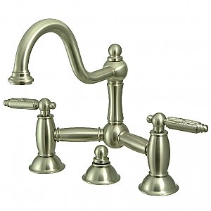 Kingston Brass KS3918GL Restoration Bathroom Bridge Faucet, Brushed Nickel