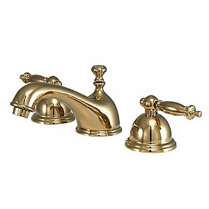 Restoration Widespread Lavatory Faucet - Metal Lever Handles - Polished Brass