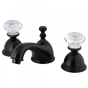 Celebrity Widespread Sink Faucet - Crystal Knob Handles - Oil Rubbed Bronze