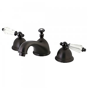Restoration Widespread Sink Faucet - Crystal Lever Handles - Oil Rubbed Bronze