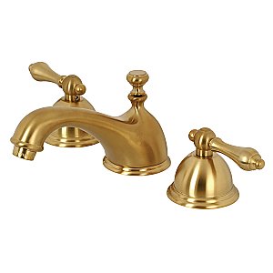 Restoration Widespread Lavatory Faucet - Metal Lever Handles - Satin Brass