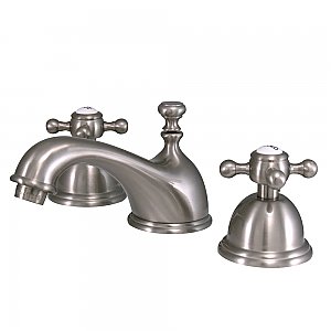 Restoration Widespread Sink Faucet - Metal Cross Handles - Satin Nickel