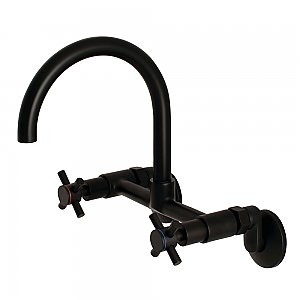 Concord 8-Inch Adjustable Center Wall Mount Kitchen Faucet -  Matte Black