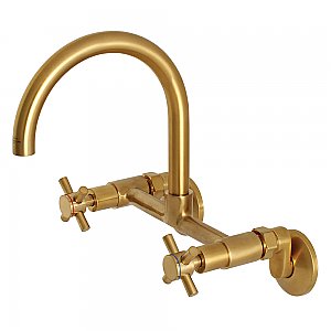 Concord 8-Inch Adjustable Center Wall Mount Kitchen Faucet -  Brushed Brass