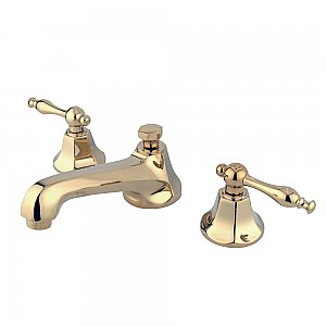 Metropolitan Widespread Lavatory Sink Faucet - Metal Lever Handles - Polished Brass