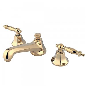 Metropolitan Widespread Lavatory Sink Faucet - Metal Lever Handles - Polished Brass