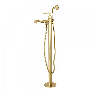 Kingston Brass KS7017RL Royale Freestanding Tub Faucet with Hand Shower, Brushed Brass