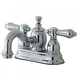 Kingston Brass 4-Inch Centerset Lavatory Faucet Metal Levers - Polished Chrome
