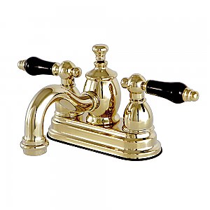 Kingston Brass 4-Inch Centerset Lavatory Faucet Porcelain Levers - Polished Brass