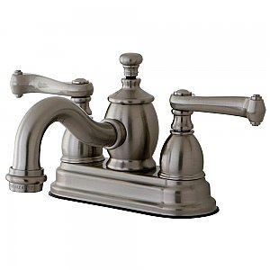 Kingston Brass 4-Inch Centerset Lavatory Faucet Metal Levers - Brushed Nickel