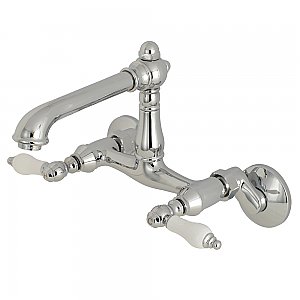 English Country 6-Inch Adjustable Center Wall Mount Kitchen Faucet -  Polished Chrome