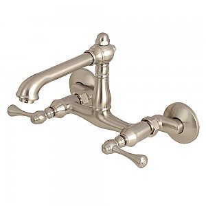 English Country 6-Inch Adjustable Center Wall Mount Kitchen Faucet -  Brushed Nickel