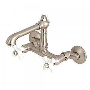 English Country 6-Inch Adjustable Center Wall Mount Kitchen Faucet -  Brushed Nickel