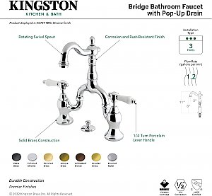 Kingston Brass Bel-Air Bridge Bathroom Faucet with Brass Pop-Up - Matte Black