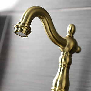 Kingston Brass Bel-Air Bridge Bathroom Faucet with Brass Pop-Up - Brushed Brass