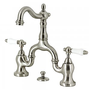 Kingston Brass KS7978PL English Country Bridge Bathroom Faucet with Brass Pop-Up, Brushed Nickel