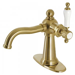 Kingston Brass KSD154KLBB Nautical Single-Handle Bathroom Faucet with Push Pop-Up, Brushed Brass