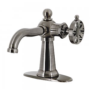 Kingston Brass KSD354RXVN Belknap Single-Handle Bathroom Faucet with Push Pop-Up, Black Stainless