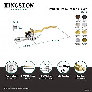 Restoration Toilet Flush Lever - Polished Nickel