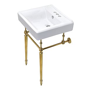Kingston Brass Edwardian 20-Inch Console Sink with Brass Legs - Brushed Brass