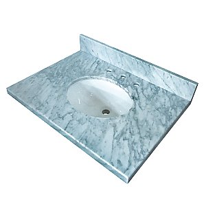 Fauceture Templeton 36" x 22" Carrara Marble Vanity Top with Oval Sink - Carrara Marble