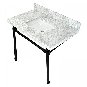 Kingston Brass Dreyfuss 36" Carrara Marble Vanity Top with Stainless Steel Legs - Matte Black