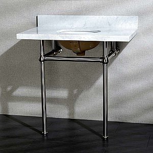 Fauceture 36" Templeton Carrara Marble Console Sink - Satin Nickel Legs