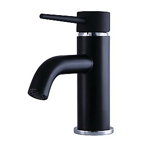 Monoblock Single Handle Lavatory Faucet, Matte Black/Polished Chrome
