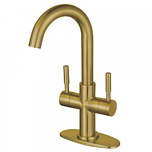 Fauceture LS8453DL Concord Two-Handle Bathroom Faucet with Push Pop-Up, Brushed Brass