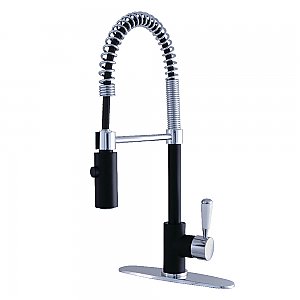 Gourmetier LS8777DPL Paris Single-Handle Pre-Rinse Kitchen Faucet, Matte Black/Polished Chrome