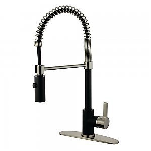 Gourmetier LS8779CTL Continental Single-Handle Pre-Rinse Kitchen Faucet, Matte Black/Brushed Nickel