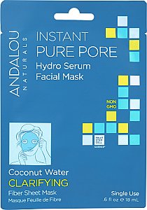 Andalou Naturals Clarifying Instant Pure Pore Hydro Serum Facial Mask Coconut Water