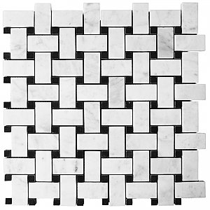 Honed Marble Basketweave Mosaic Tile - Per Sq. Ft. -  Carrara White *QUICK SHIP*