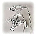 British Telephone Wall Mount Clawfoot Tub Faucet With Hand Shower - Adjustable Centers - Multiple Finishes
