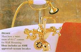 British Telephone Wall Mount Clawfoot Tub Faucet With Hand Shower - Adjustable Centers - Multiple Finishes