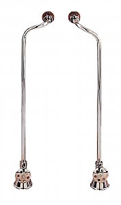 Solid Brass Leg Tub Offset Water Supply Lines For Bathtub - With Shut-Off Valves - Matte Nickel