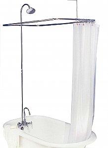 Solid Brass Leg Tub Shower Enclosure Set, 57" x 31" - with Faucet, Riser, & Shower Head - Polished Nickel