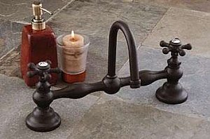 8" Columbia Solid Brass Bridge Faucet - Metal Cross Handles - Multiple Finishes Available
