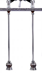 Solid Brass Bathtub Straight Supply Lines For Bathtub - With Shut-Off Valves - Polished Nickel