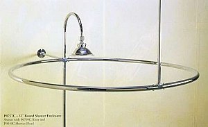 Solid Brass Round Shower Curtain Enclosure Rod, 32" diameter - Multiple Finishes Available